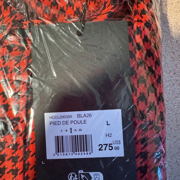 The Kooples Red & Black Houndstooth Button Down Shirt Jacket Over Shirt Size L - Picture 5 of 6